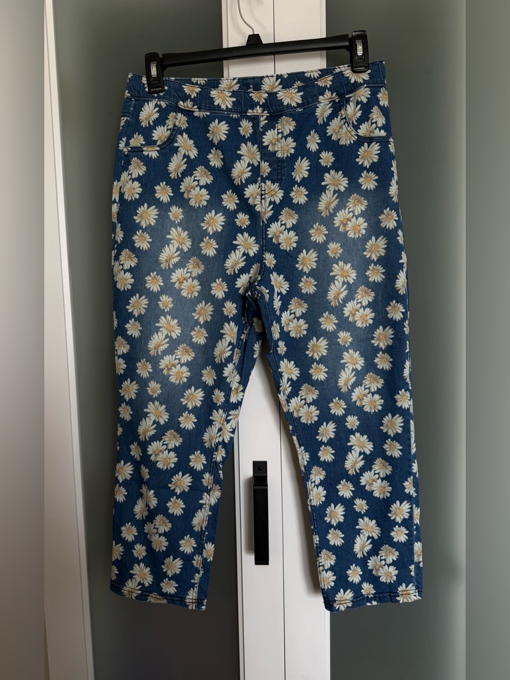 HUE Daisy Print Stretch Jean Capris